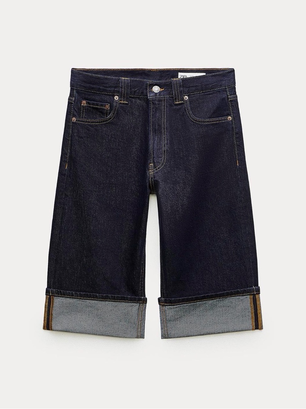 Dark Blue Cuffed Denim Jean Shorts